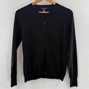 August Silk Button Front Silk Blend Cardigan Black Size Medium